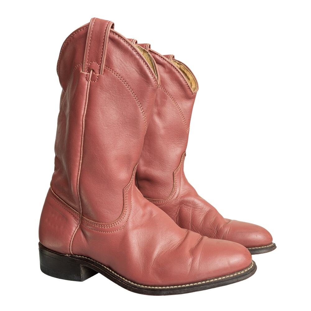 Rare Vintage Americana Dusty Rose Wrangler Leather Cowgirl boots Made in USA - 8 - Picture 4 of 13